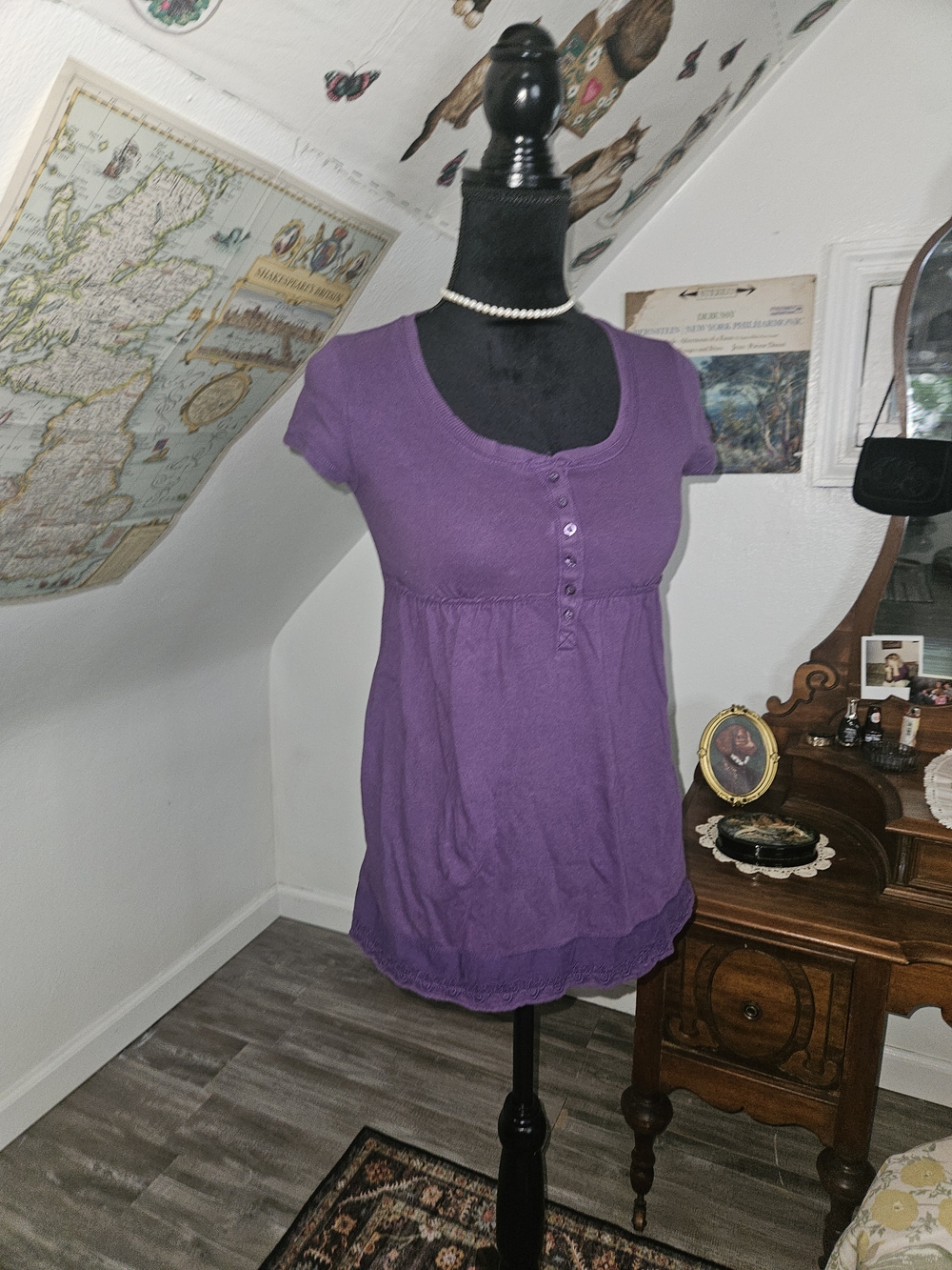 Purple Babydoll Empire Waist T Shirt